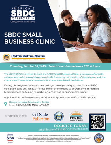 ad73 petrie norries Costa Mesa Small Business Clinic