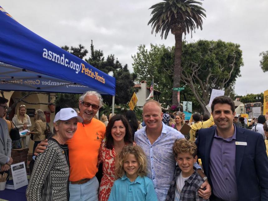 Asm. Petrie Norris with (L-R) District Coordinator Liz McNabb, Dennis Bress, sons Hayden and Dylan, husband Colin, and Field Representative Nathan Searcy.