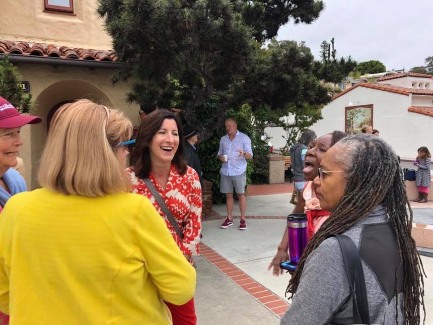 Asm. Petrie-Norris speaks to her constituents. 