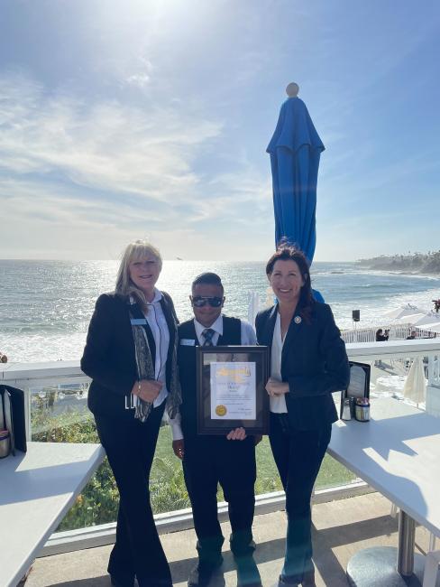 The Cliff Manager Kathleen Davis, Banquet Manager Louie Mateo, and Assemblywoman Cottie Petrie-Norris