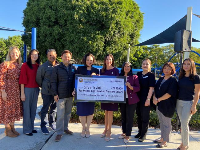 Assemblywoman presents check to Irvine city council