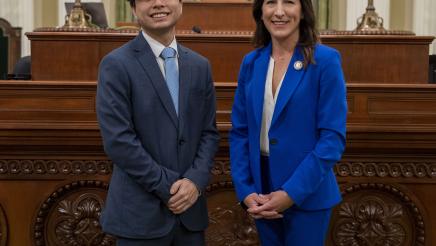 Assemblymember Petrie-Norris and staff on the Assembly Floor