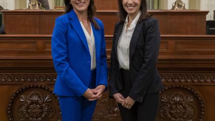 Assemblymember Petrie-Norris and staff on the Assembly Floor