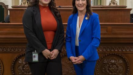 Assemblymember Petrie-Norris and staff on the Assembly Floor